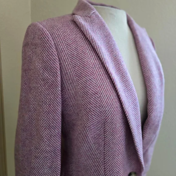 J.Crew Parke Herringbone Blazer Pink White Size 4 - Picture 5 of 9